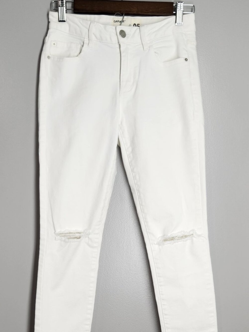 Garage White High Waist Distressed Skinny Jeggings Size 5